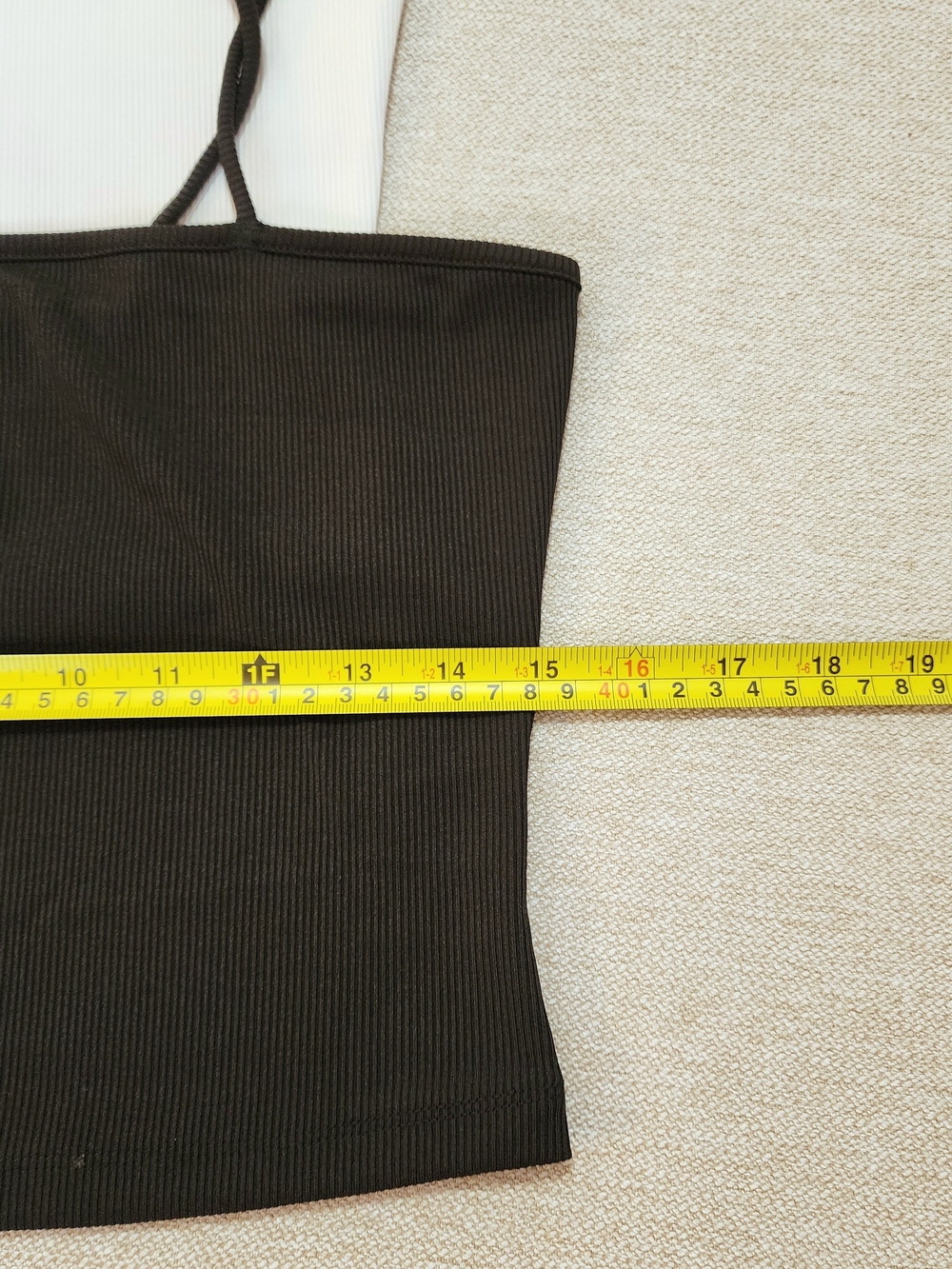 2 Spaghetti Strap Ribbed Crop Tops — Black & White, Large - Picture 6 of 10